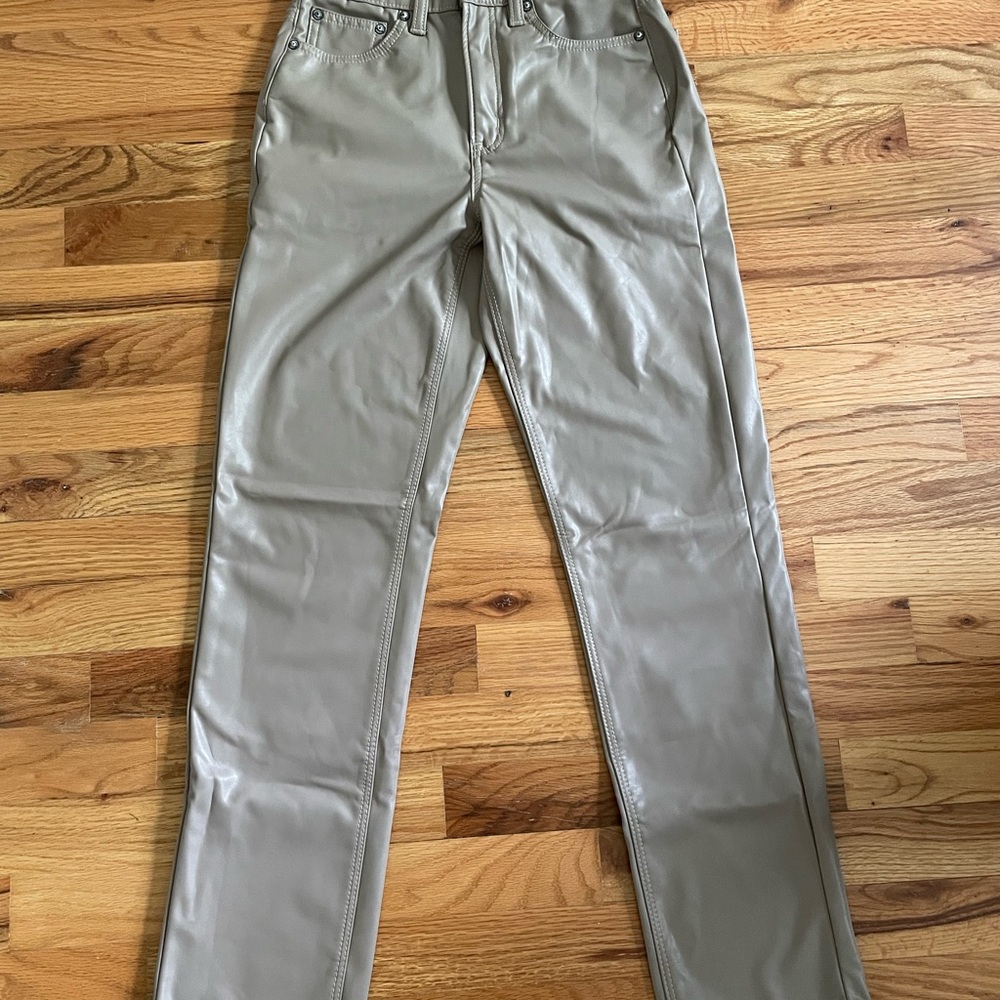 Faux Leather Straight Pants